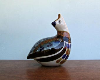 Mateos Partridge-Quail Figure, Tonalaware Studio Arts Movement Mid Century Jalisco Mexico