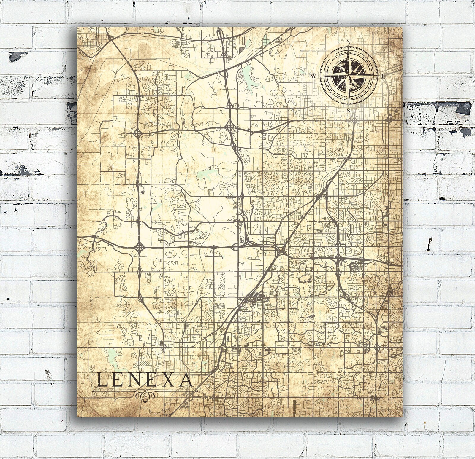 LENEXA KS Canvas Print Kansas Town City Vintage map Vintage Map Wall ... LENEXA KS Canvas Print Kansas Town City Vintage map Vintage Map Wall ...