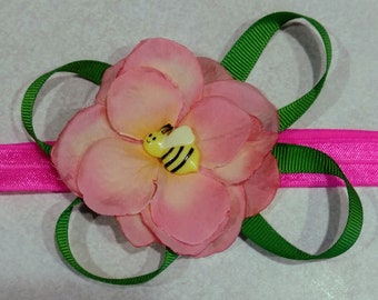 Pink Hydrangea Elastic Headband (pink)