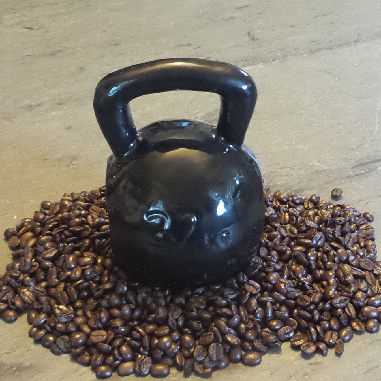 Ceramic Black Kettlebell Coffee Mug 16 or 24 oz Handmade In