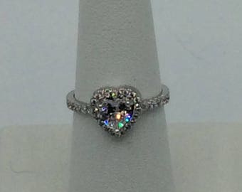 Silver .925 Heart 2 Carat Total CZ Engagement Ring Size 7 ON SALE!!!