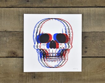 3D Skull 8-8in Screen Print