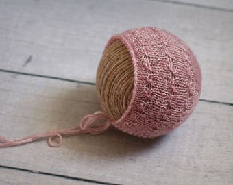 Newborn Pale Pink Lacy Bonnet
