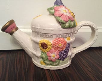 Fitz and Floyd Tea Pot Mixed Flowers 1993