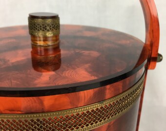 Faux Tortoise Shell Lucite Ice Bucket
