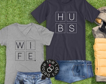 WIFE and HUBS Est. Year Flowy Racerback Tank and T-Shirt Set