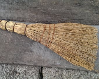 Vintage Natural Straw Broom, Sorghum Plant Broom, Small Handmade Bulgarian Traditional Broom from 1980s, Old Cleaning Tool