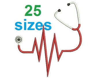 Heart Stethoscope Embroidery Design , Nurse Fill Embroidery Design Instant Download ER1031F2