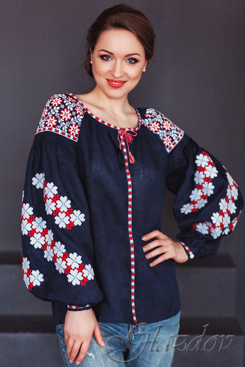 Vyshyvanka embroidered ukranian blouse linen blouse