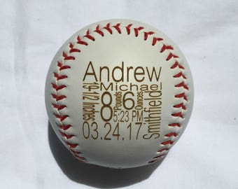 Personalized Birth Announcement Baseball, Baby Birth Announcement, Custom Baseball, Newborn Stats, Engraved Baseball, Baby Boy Gift