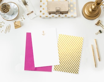 Gold Anchor Notecards - Set of 10
