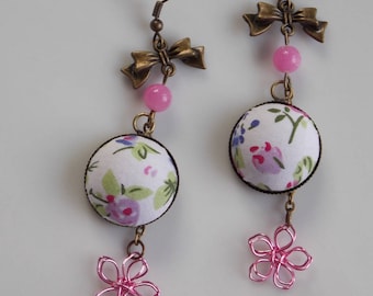 Earrings … … some flowers... jade bead