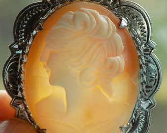 Vintage Hallmarked Sterling Silver Cameo Brooch Pin | Vintage Cameo | Silver Cameo Brooch Pin