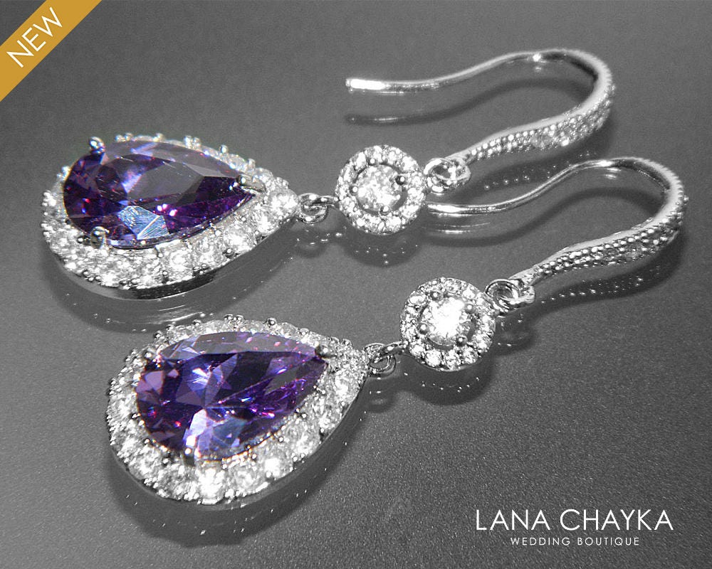 Amethyst Crystal Earrings Free Us Purple Chandelier Description Wedding Amethyst Purple Cubic Zirconia Silver Chandelier Bridal Earrings
