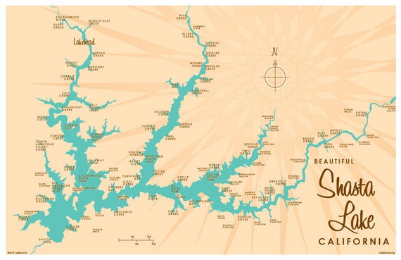 Shasta Lake CA Map Print