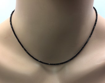 Black Spinel Necklace in Sterling Silver