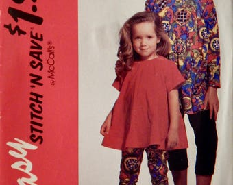 Vintage Girls' Top and Leggings (Stitch 'N Save by Mc'Calls 6080) Size 3,4,5,6