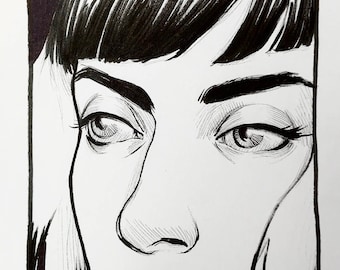 Original Ink Drawing "Lana" by Amy Abshier