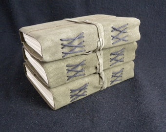 Bargain Set of THREE Suede 'Ragged' Pocket Journals - Pages of Cartridge Art Paper