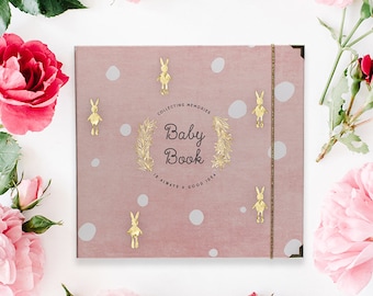 BABY MEMORY BOOK | Baby Keepsake Book | Binder Memory Book | Journals and Albums | Flamingo Pink Modern Baby Book | Baby Shower Gift