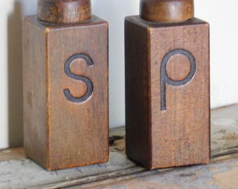 Vintage Wooden Salt and Pepper Shakers