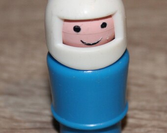 Vintage Fisher Price Little People Race Car Driver , Motorcycle Race car driver wearing white helmet