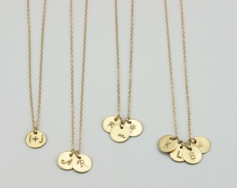 Tiny Gold Disc Necklace, Multiple Disc Necklace, Personalized Disc Necklace, Small Gold Circle Necklace, Small Gold Necklace, 9.5mm LC100MDG