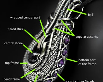 Complex wire wrapped pendant TUTORIAL - no soldering, step by step instructions on every single detail of the pendant. DIY wirewrap heady