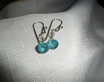 Vintage Blue Topaz Briolette Faceted Pierced Earrings
