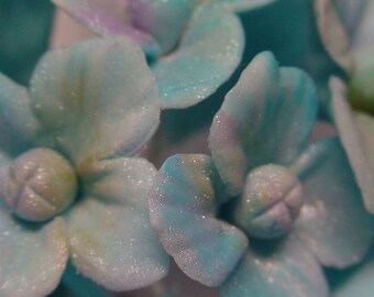Blue Sugar Gumpaste Hydrangea Flowers