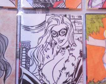 Black cat Spiderman SketchCard by boo rudetoons comic marvel artwork drawing ink