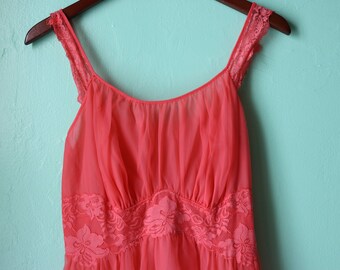 50s/60s Watermelon Floral Lace Nighty