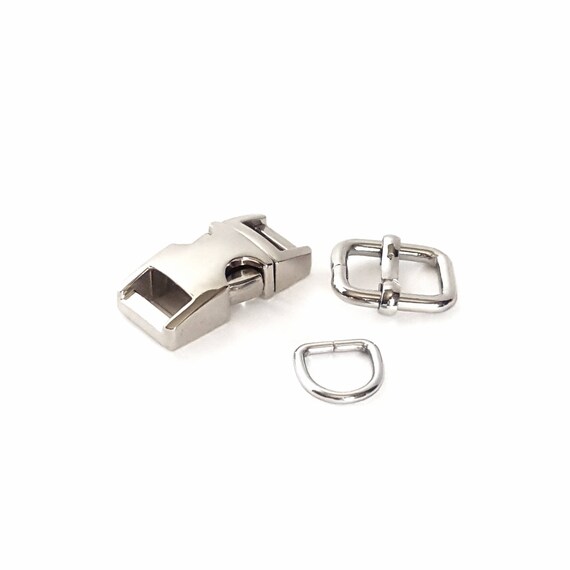 3/8 inch 9mm Silver Dog Collar Hardware Set Silver color