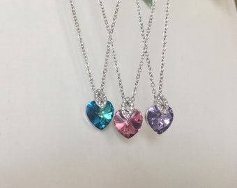 Crystal heart pendant, swarovski element, gift,bridesmaid gift, wedding gift,
