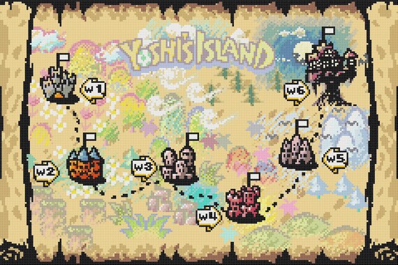 Yoshi s Island  World Map  Cross Stitch Pattern
