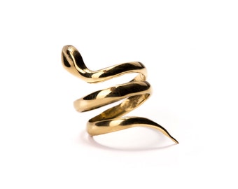 Snake Ring Brass or Sterling Silver Adjustable, Wrap Ring, Serpent Ring, Tribal Jewellery Gift Boxed + Gift Bag , Free UK Delivery
