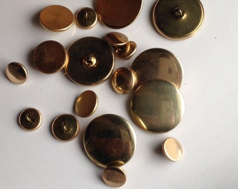 Vintage Buttons, Smooth Buttons, Destashed Buttons, Gold Colored Buttons, Brass Colored Buttons