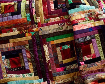 Handmade Log Cabin Quilt.....Memory Quilt....Retirement Quilt Made from mens neck Ties or your clothes