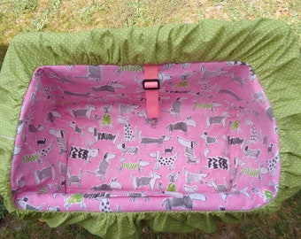 Pet Shopping Cart Cover"Doggies on Pink " Ready to Ship
