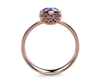 Sapphire Rose Gold Ring Rose Gold Sapphire Engagement Ring Sapphire Ring Sapphire in Rose Gold Rose Gold Sapphire Ring December Birthstone