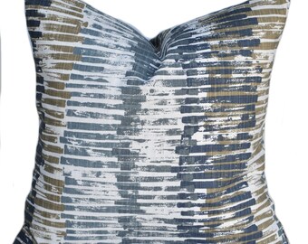 One Striped pillow cover, cushion, decorative throw pillow, Grey Slate Tan Ecru pillow, accent pillow, Beach decor