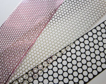 3 yards POLKA DOT stencil material - scrim - 4mm 6mm, 10mm holes - sequin waste - 1 yard each in THREE sizes - punchanella, punchinella