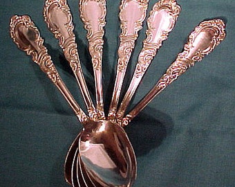 5 Rogers ALDINE Silver Plated Dessert Spoons 1895