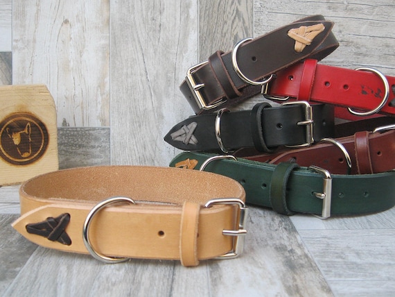 Tan Leather Dog Collar, Classic Dog Collar for Medium and Large Dogs, Dog collar, Durable Dog Collar, Strong Dog Collar, Natural Dog Collar