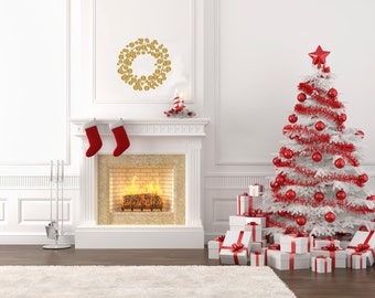 Modern Christmas Wreath -Wall Decal Custom Vinyl Art Stickers
