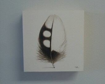 Original Feather Watercolor Painting, woodpecker, modern art, home decor, nature art, feather art, original drawing