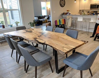 Live Edge Single Slab Harvest Table Live Edge Dining Table Live Edge Boardroom Tables Wood Slab Tables