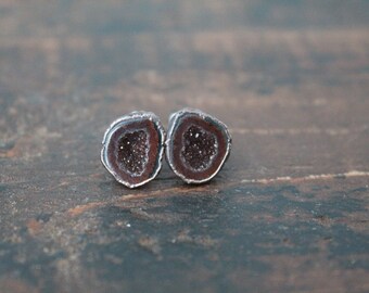Geode Earrings, geode druzy Earrings, Sterling Silver post