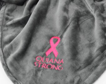 Chemo Blanket, Pink Ribbon Gift, Breast Cancer Gift, Breast Cancer Ribbon, Chemo Gift, Chemotherapy Blanket, Customized Mink Throw Blanket