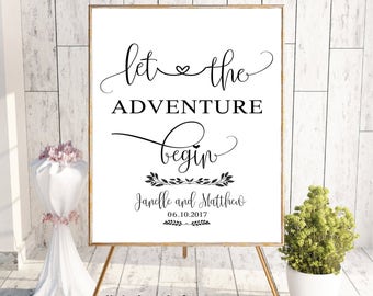 Let the Adventure Begin Wedding Sign Printable, Welcome to Our Wedding Sign, Wedding Reception Printable Poster, Digital Welcome Printable,